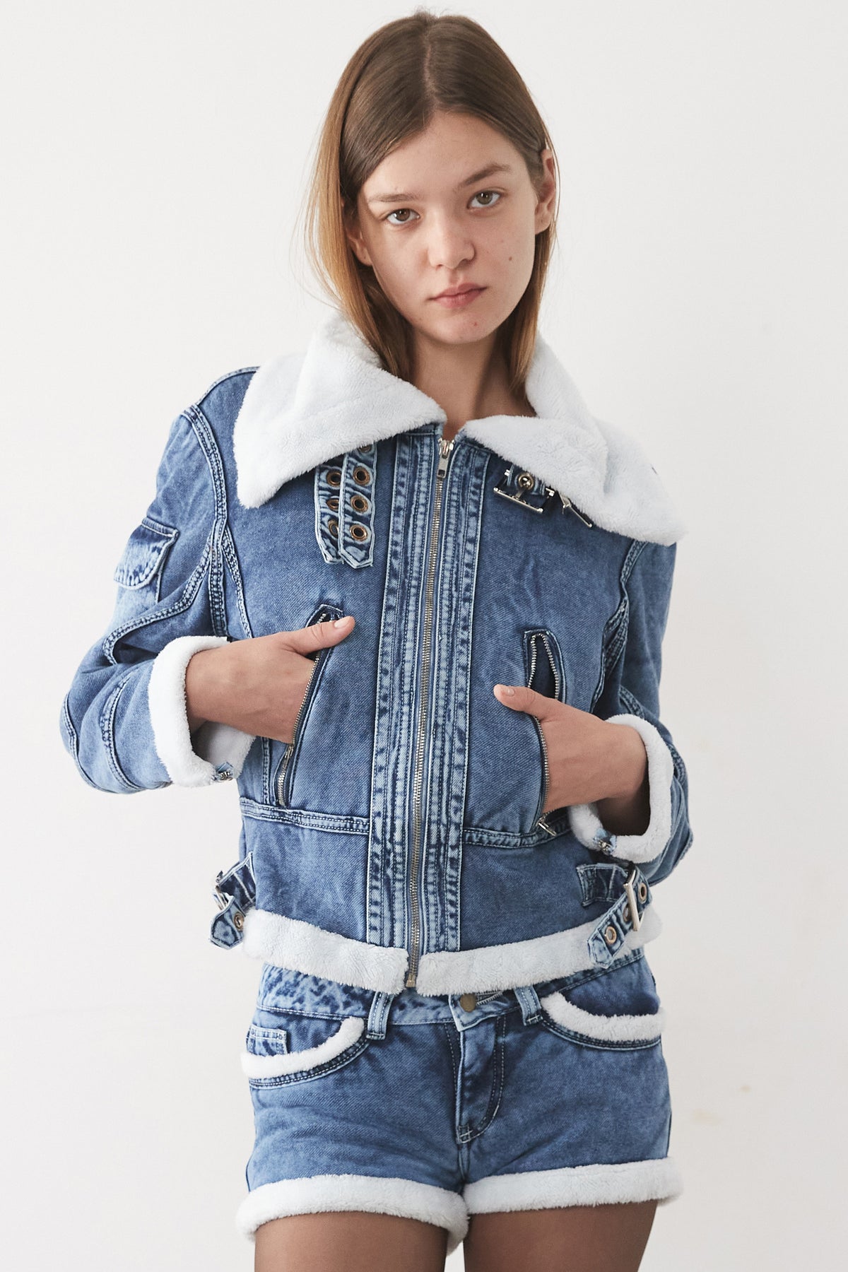 'SHEARLING" MINI SHORTS