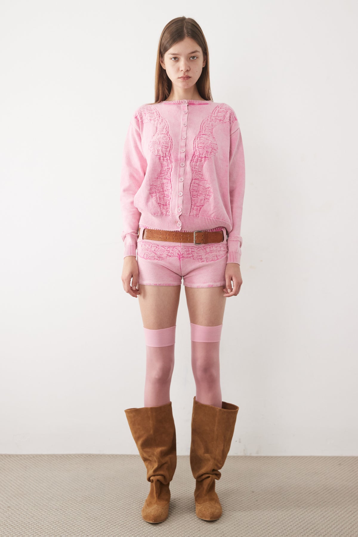 DEBOSSED LACE CARDIGAN