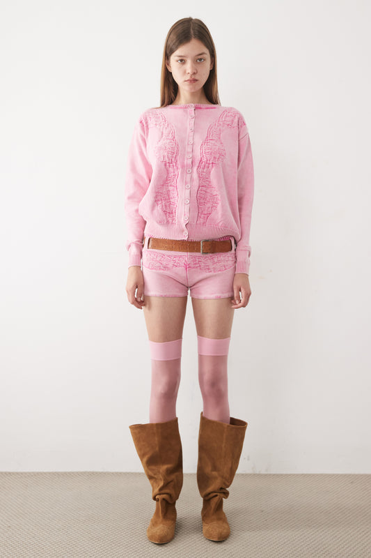 DEBOSSED LACE CARDIGAN
