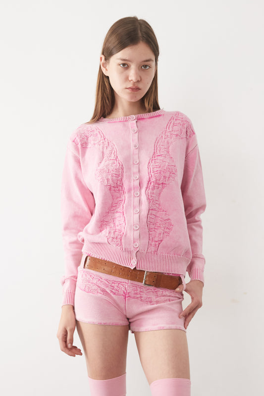 DEBOSSED LACE MINI SHORTS