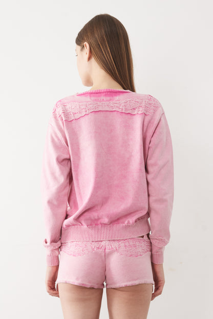 DEBOSSED LACE CARDIGAN