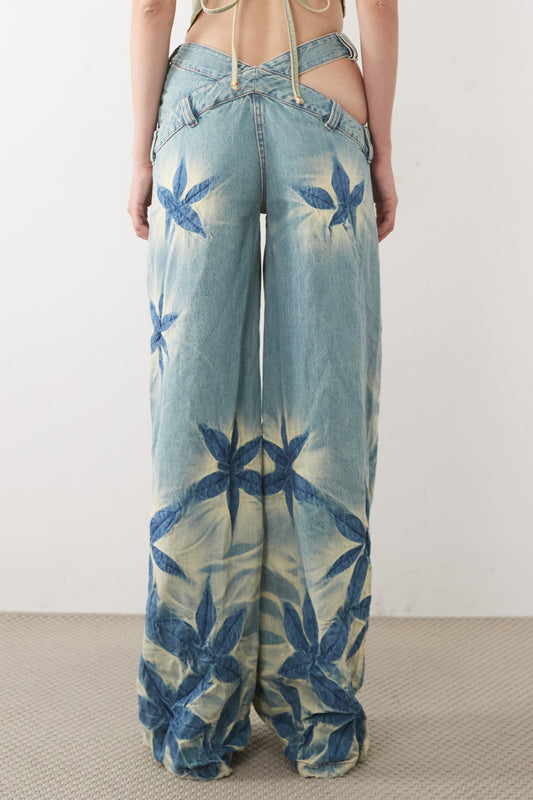 FLORAL WIDE LEG JEANS