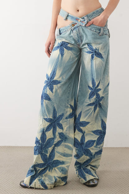 FLORAL WIDE LEG JEANS