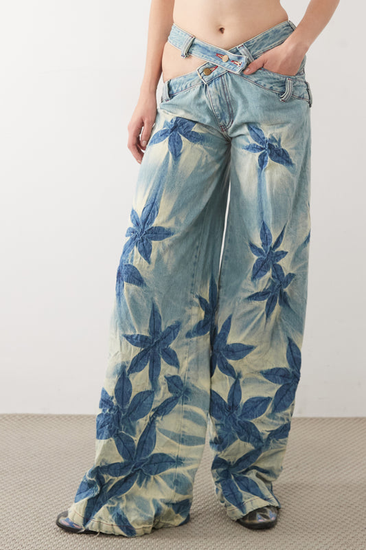 FLORAL WIDE LEG JEANS