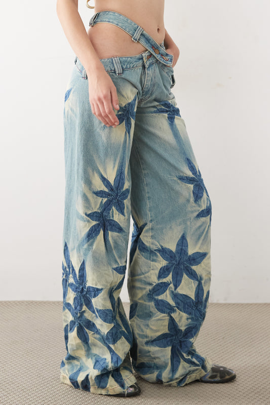 FLORAL WIDE LEG JEANS