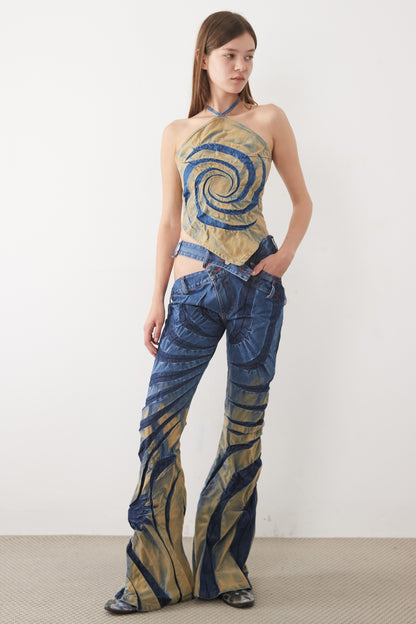 FLARE TRIBAL BIAS-CUT JEANS