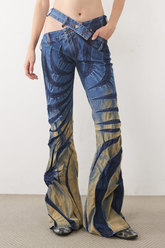 FLARE TRIBAL BIAS-CUT JEANS