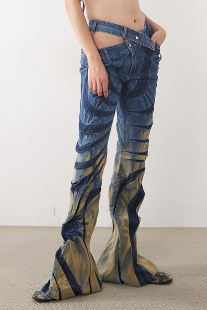 FLARE TRIBAL BIAS-CUT JEANS