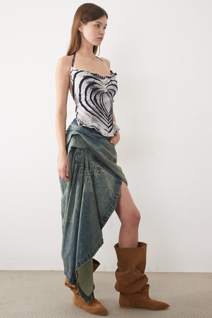 SWIRL SOAKED MAXI SKIRT