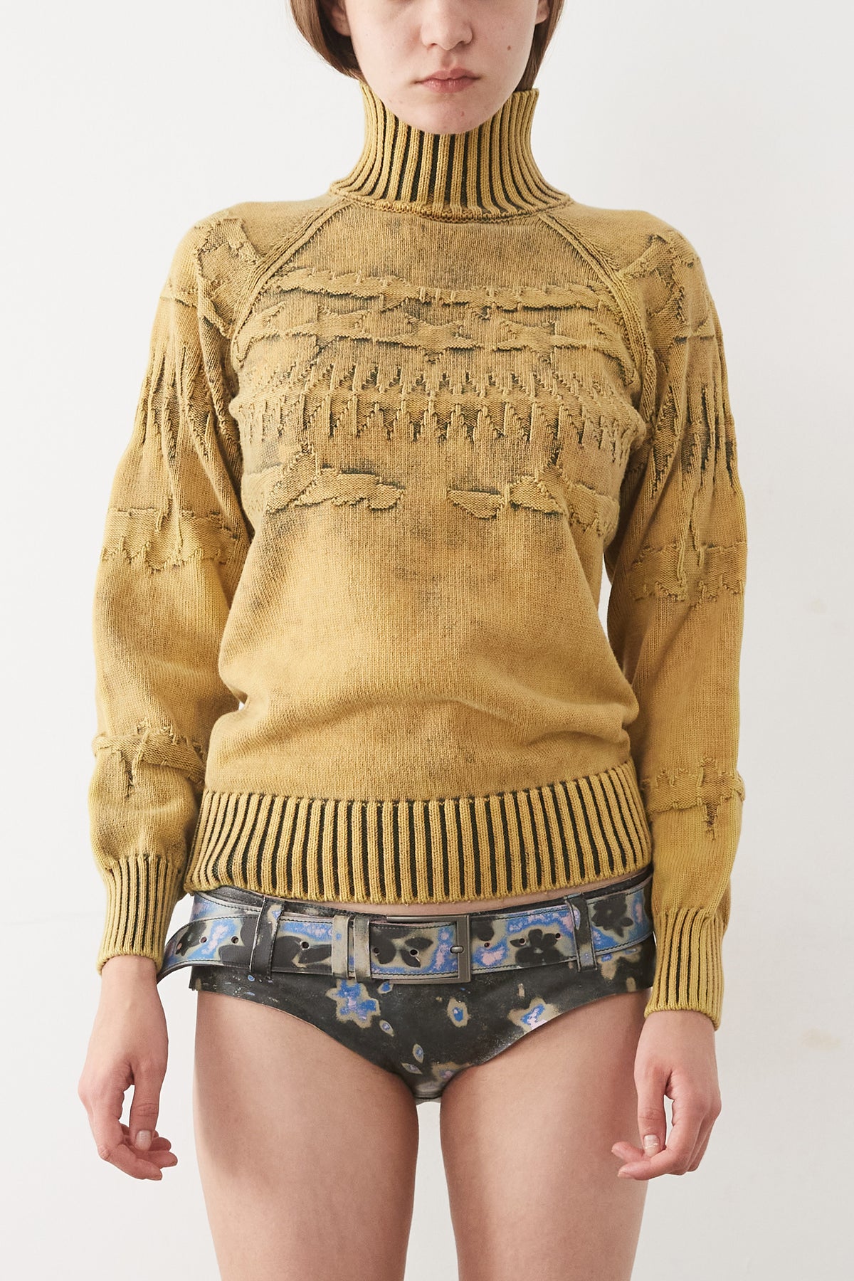 FAIR ISLE DEBOSSED TURTLENECK JUMPER
