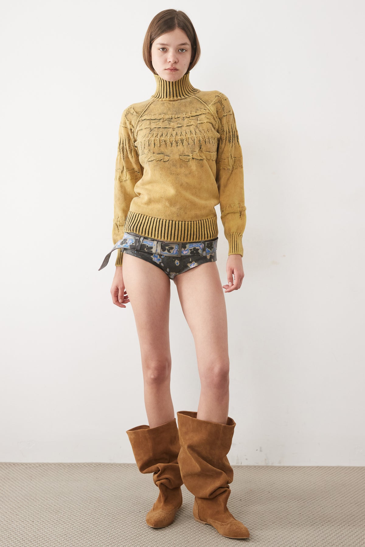FAIR ISLE DEBOSSED TURTLENECK JUMPER