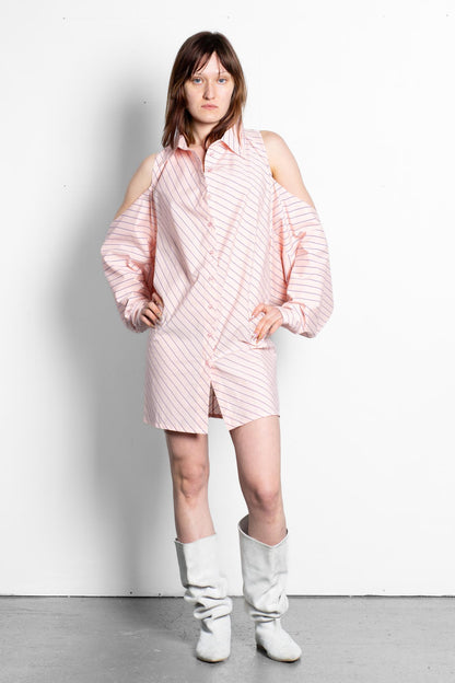 DEEP V-CUT COWL  SHIRT DRESS