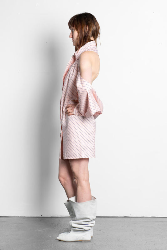 DEEP V-CUT COWL  SHIRT DRESS