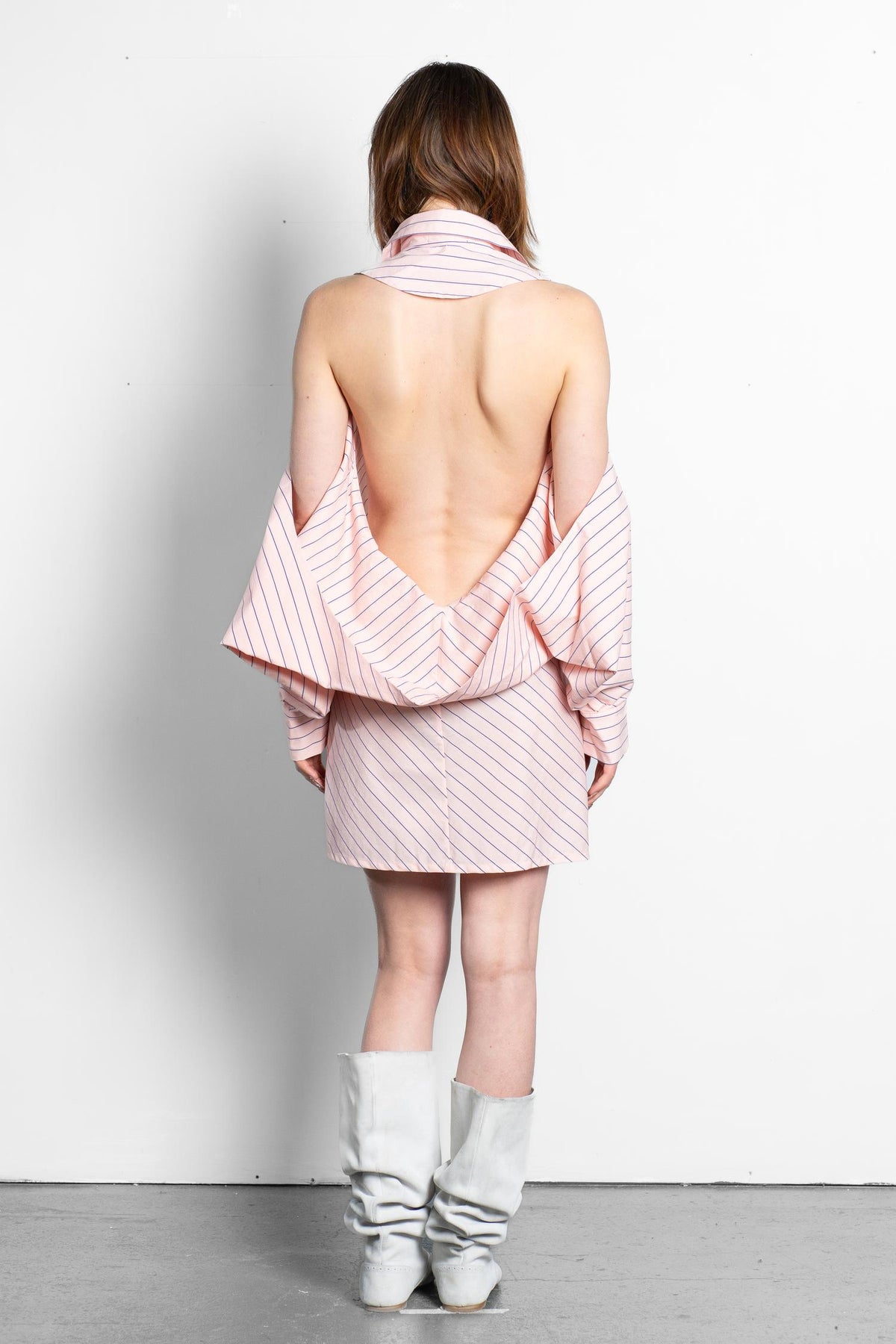 DEEP V-CUT COWL  SHIRT DRESS