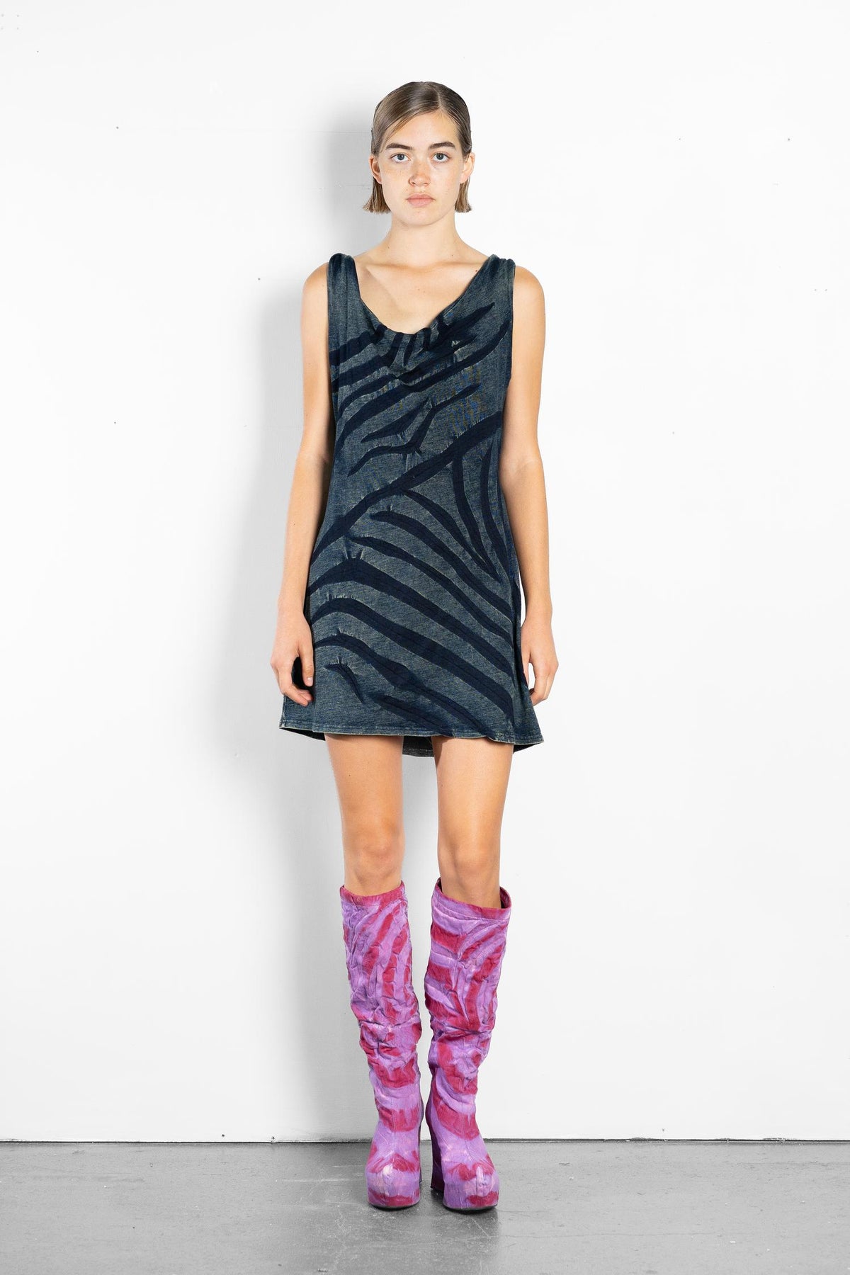 TWISTED STRAP AND  COWL BACK JERSEY  DRESS