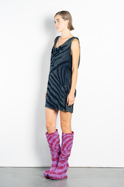 TWISTED STRAP AND  COWL BACK JERSEY  DRESS