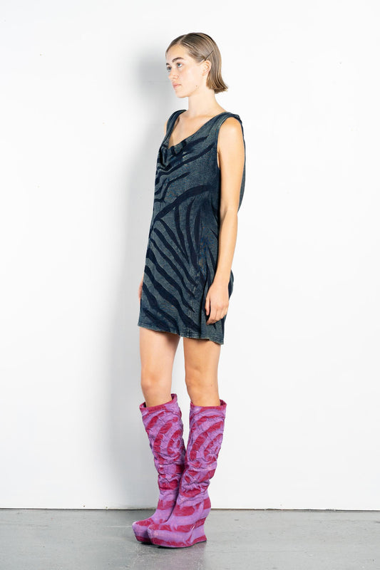 TWISTED STRAP AND  COWL BACK JERSEY  DRESS