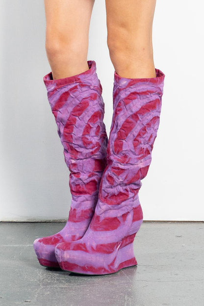 SCULPTED WEDGE  DENIM BOOT