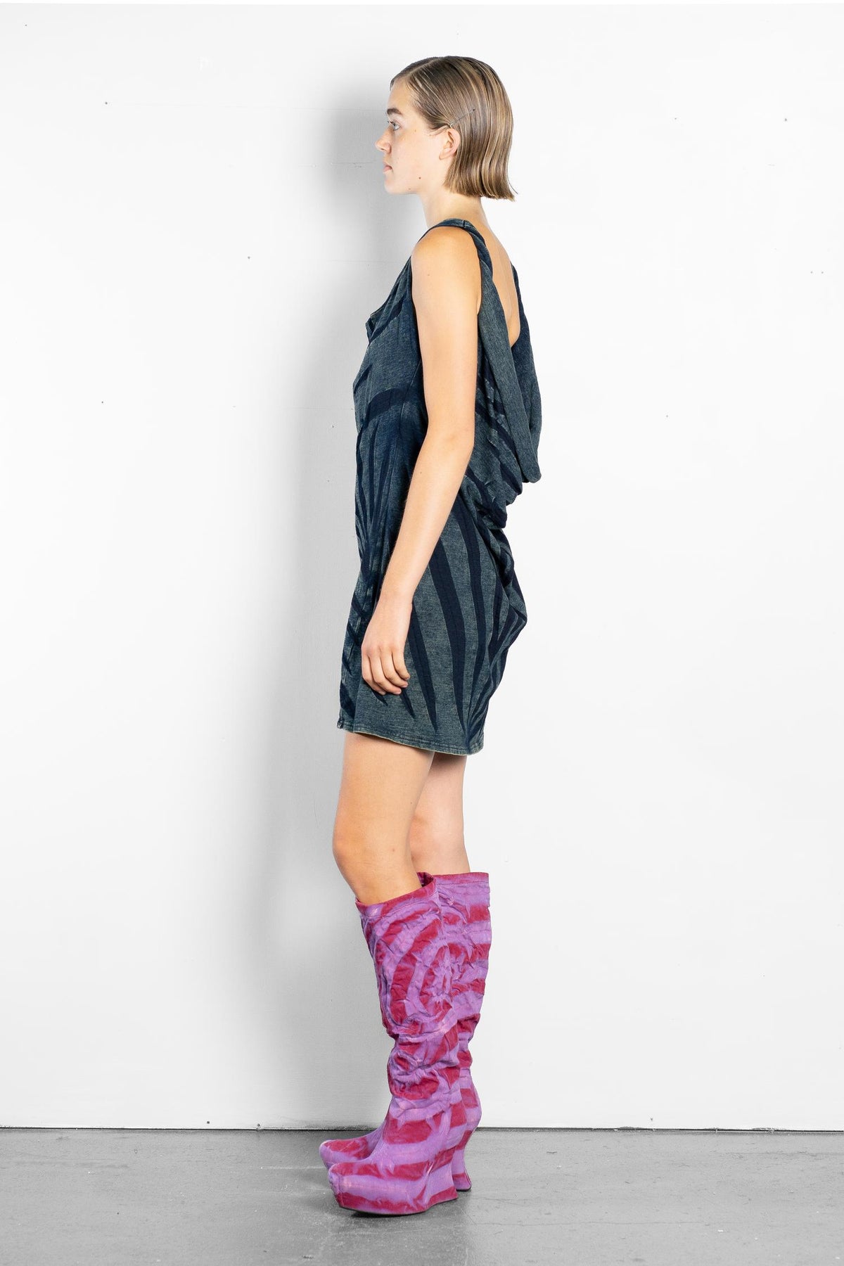 TWISTED STRAP AND  COWL BACK JERSEY  DRESS