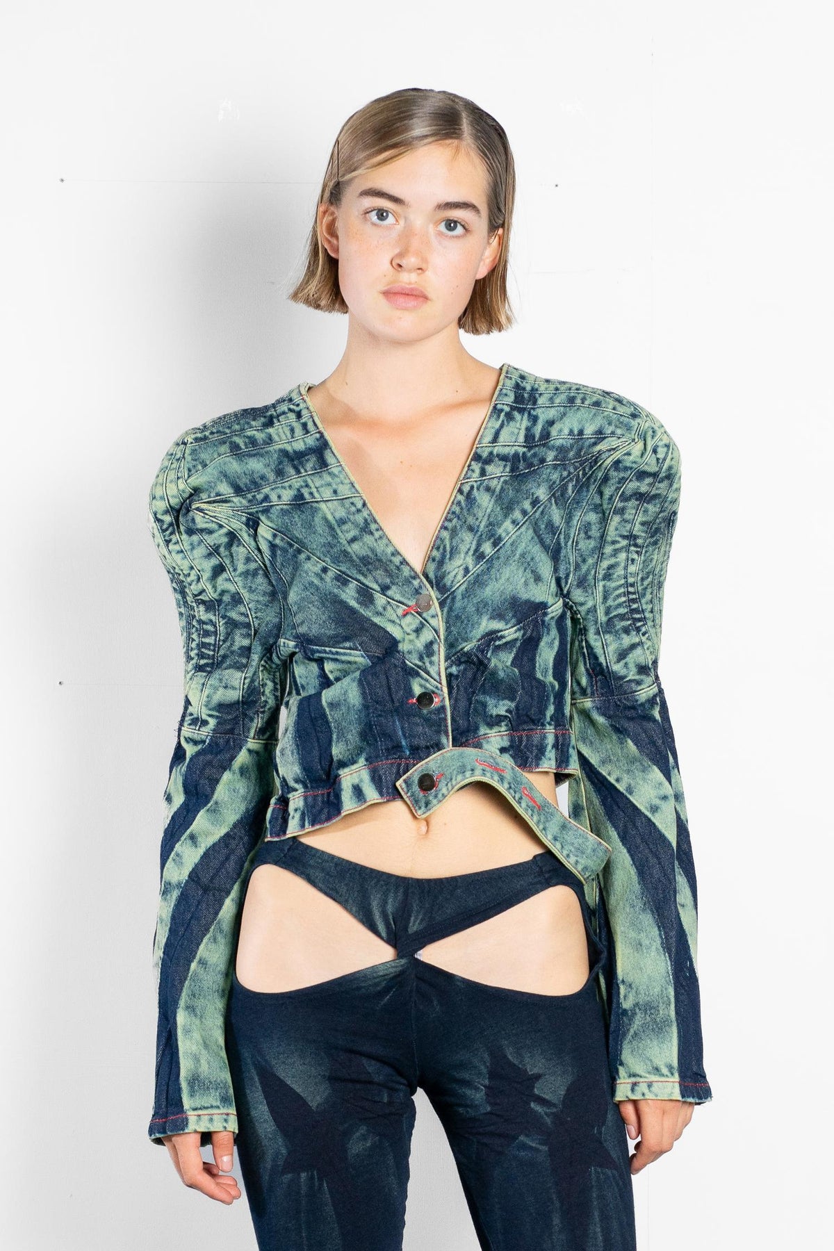 SWIRL SHOULDER DENIM JACKET