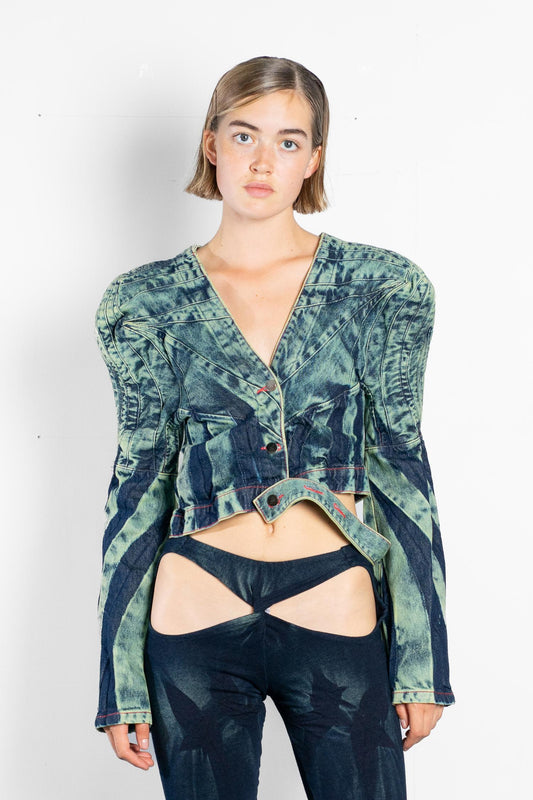 SWIRL SHOULDER DENIM JACKET