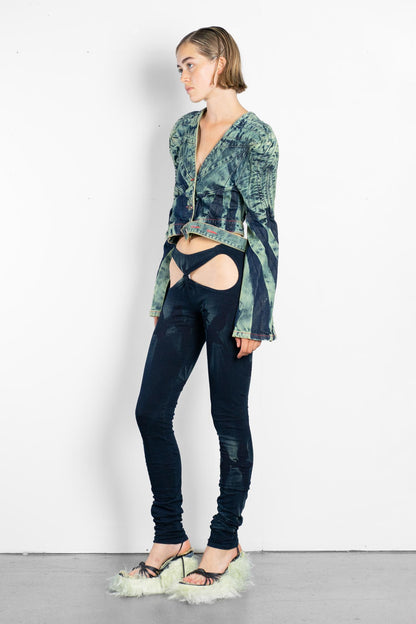 SWIRL SHOULDER DENIM JACKET