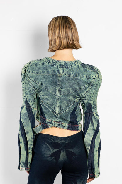 SWIRL SHOULDER DENIM JACKET