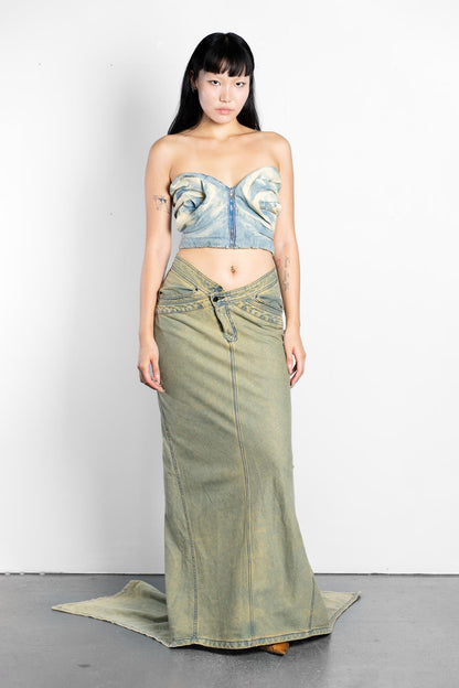 DENIM TRAIN SKIRT