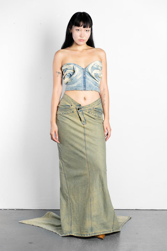 DENIM TRAIN SKIRT