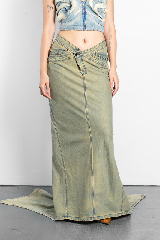DENIM TRAIN SKIRT