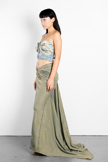 DENIM TRAIN SKIRT