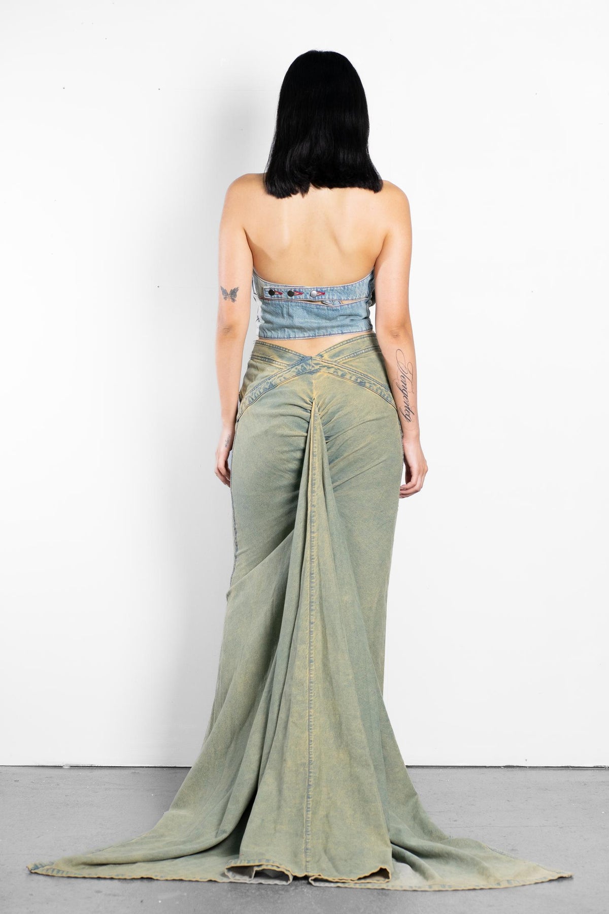 DENIM TRAIN SKIRT
