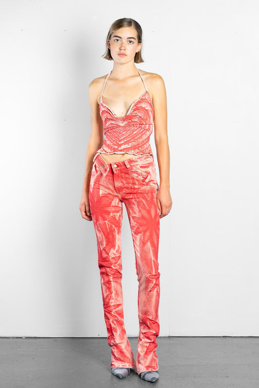 FLORAL BELL BOTTOM SKINNY JEANS