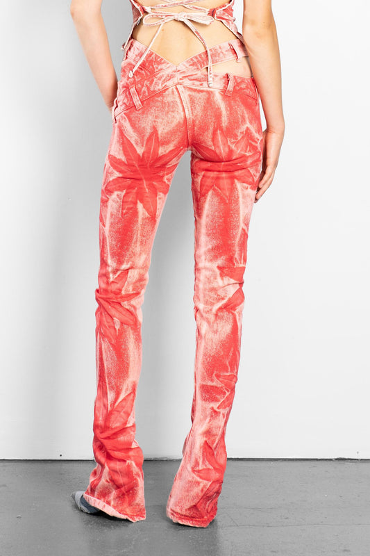 FLORAL BELL BOTTOM SKINNY JEANS