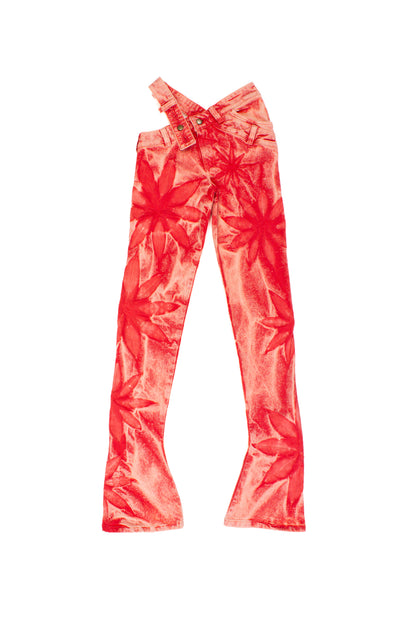 FLORAL BELL BOTTOM SKINNY JEANS