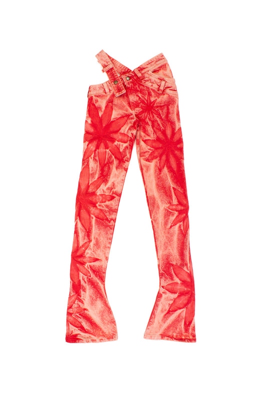 FLORAL BELL BOTTOM SKINNY JEANS