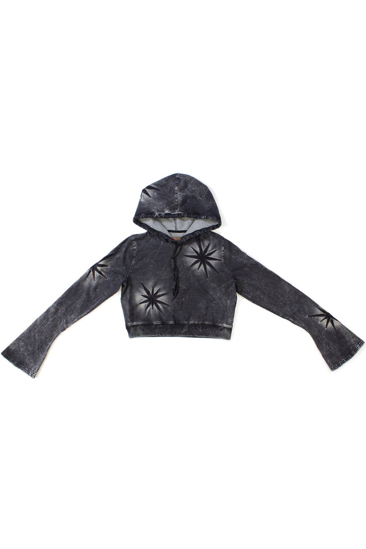 BLACK FLOWER HOODED LONGSLEEVE