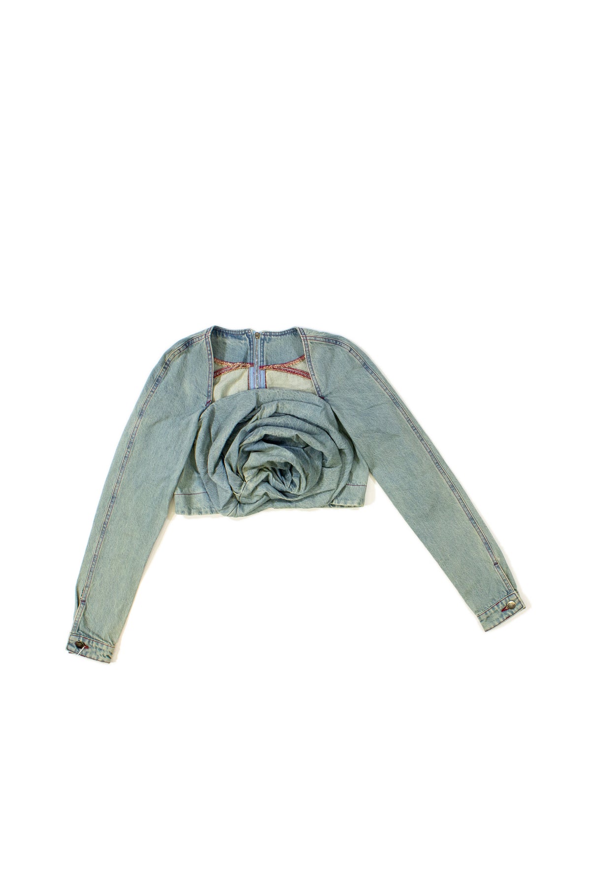 DENIM ROSE DRAPE TOP