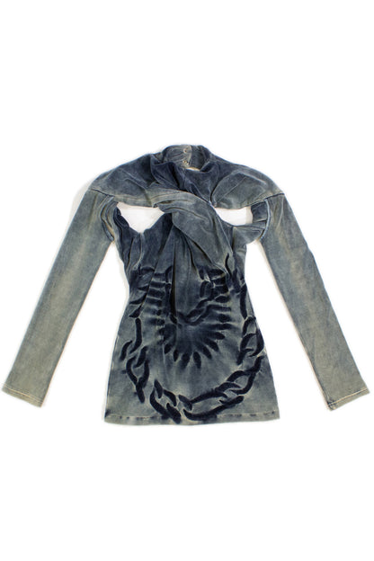 TWISTED FRONT OPEN  BACK PLUSH DRESS