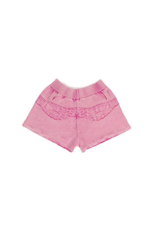 DEBOSSED LACE MINI SHORTS