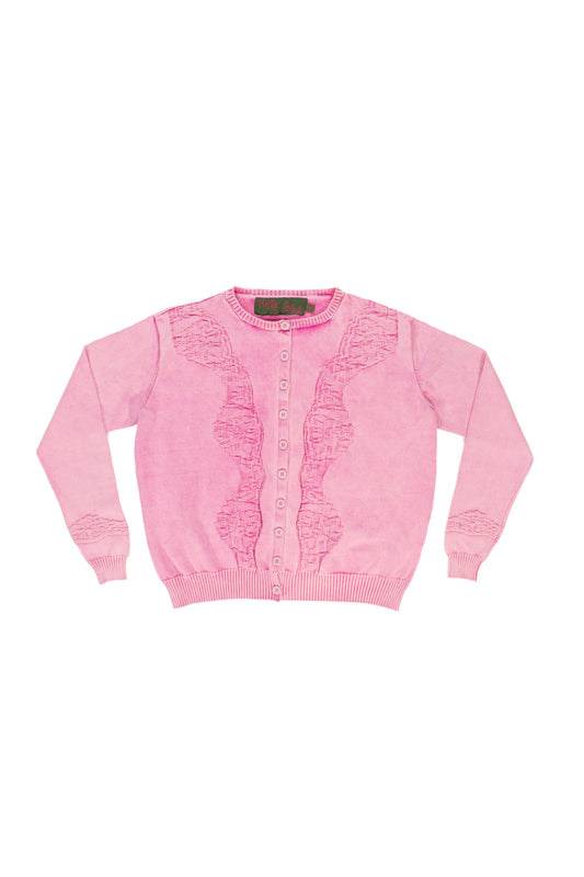DEBOSSED LACE CARDIGAN