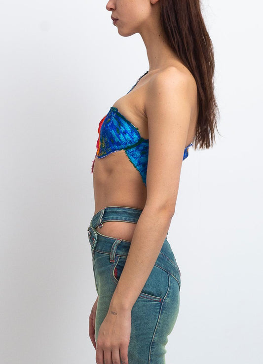EMBROIDERED BUTTERFLY TOP