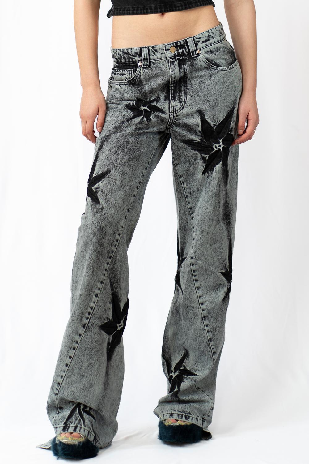 BOYFRIEND SPIRAL FLOWER JEANS