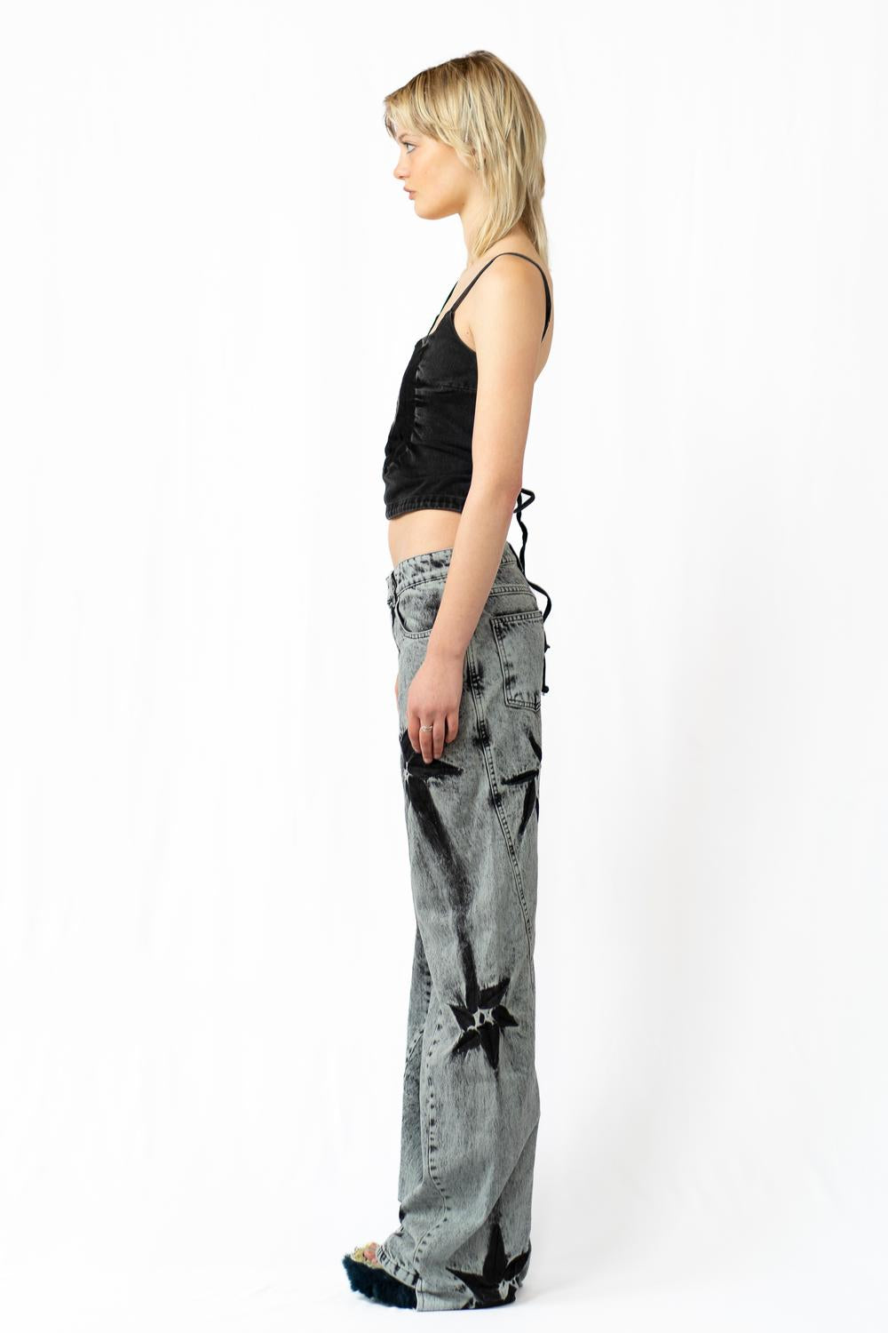 BOYFRIEND SPIRAL FLOWER JEANS