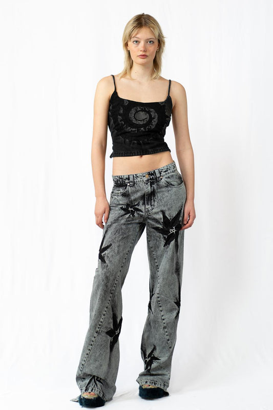 BOYFRIEND SPIRAL FLOWER JEANS