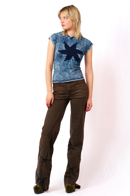 BOYFRIEND SPIRAL FLOWER JEANS