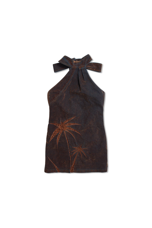 PALM TREES HALTER NECK DRESS